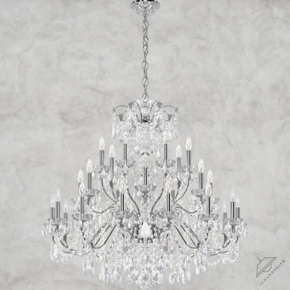 Silver / Clear Heritage Crystal Coinora Century Chandelier 42"