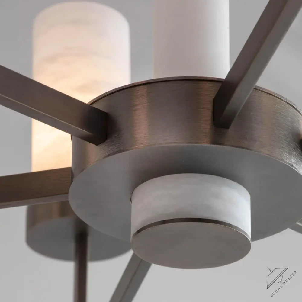 Contemporary Alabaster 6-arm Compass Chandelier