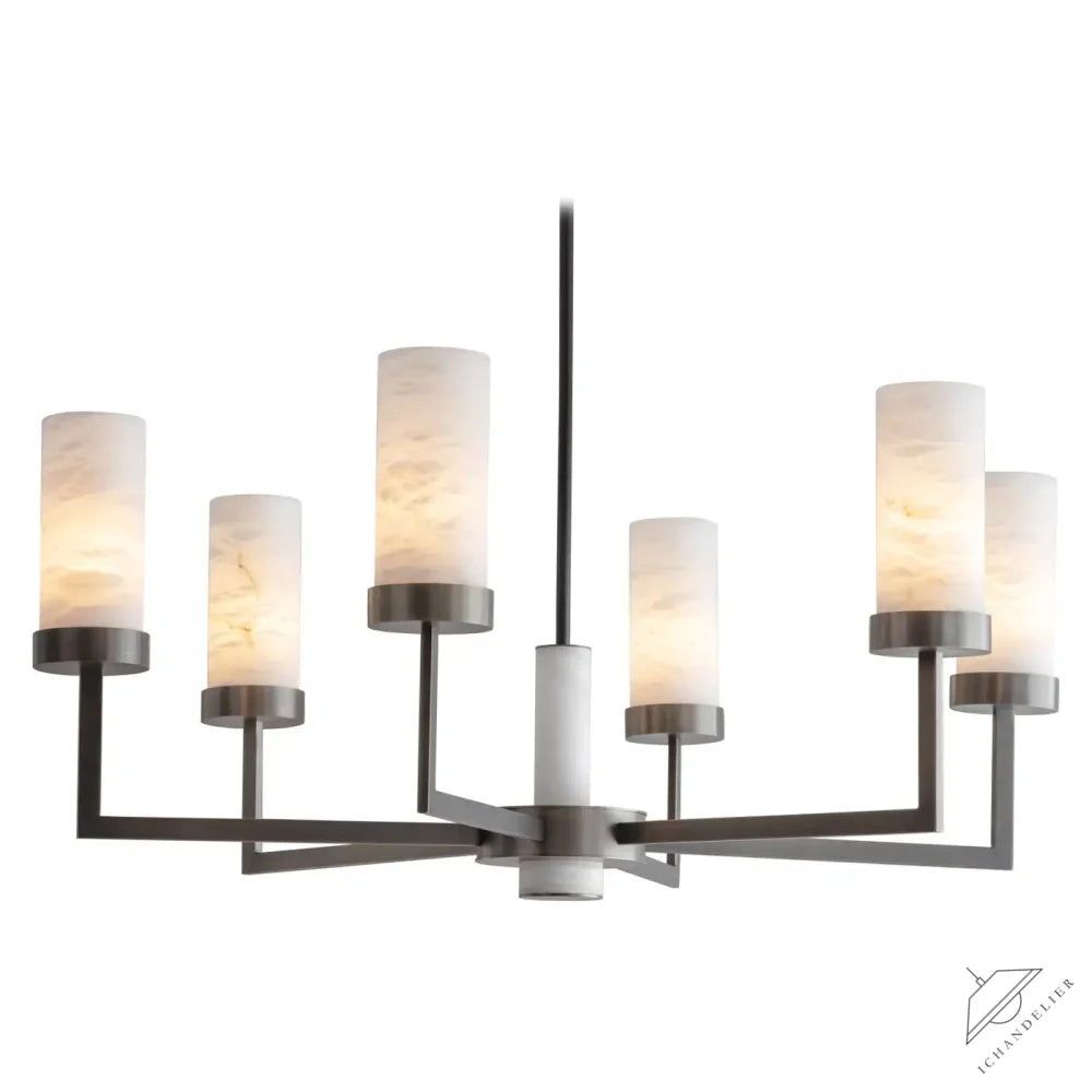 Contemporary Alabaster 6-arm Compass Chandelier