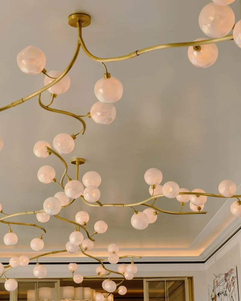 Contemporary Hand-blown Glass Globes Branch Chandelier for Dining Room Living Room and Kitchen Island