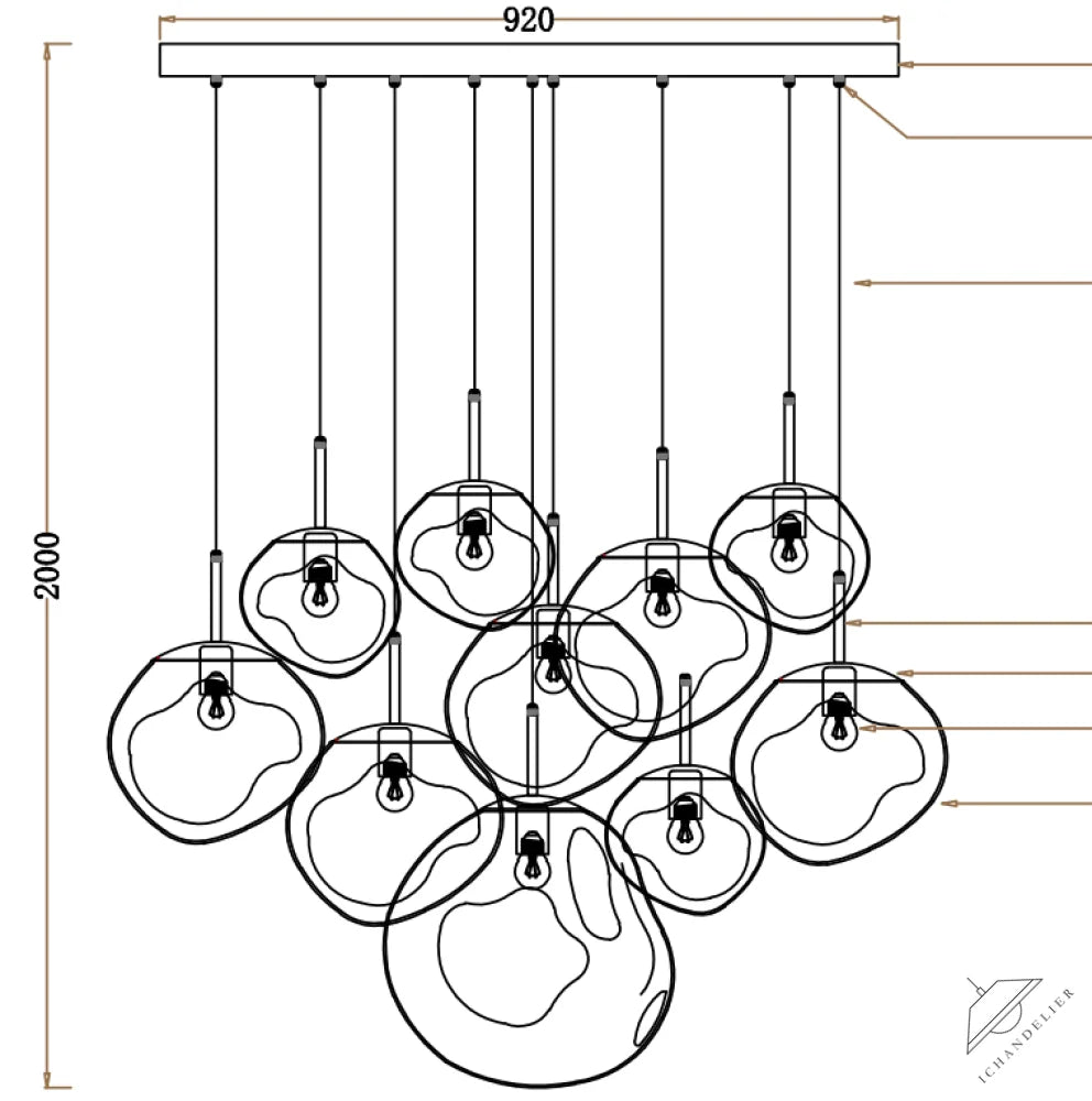 Custom Lava Glass Chandelier 36‘’
