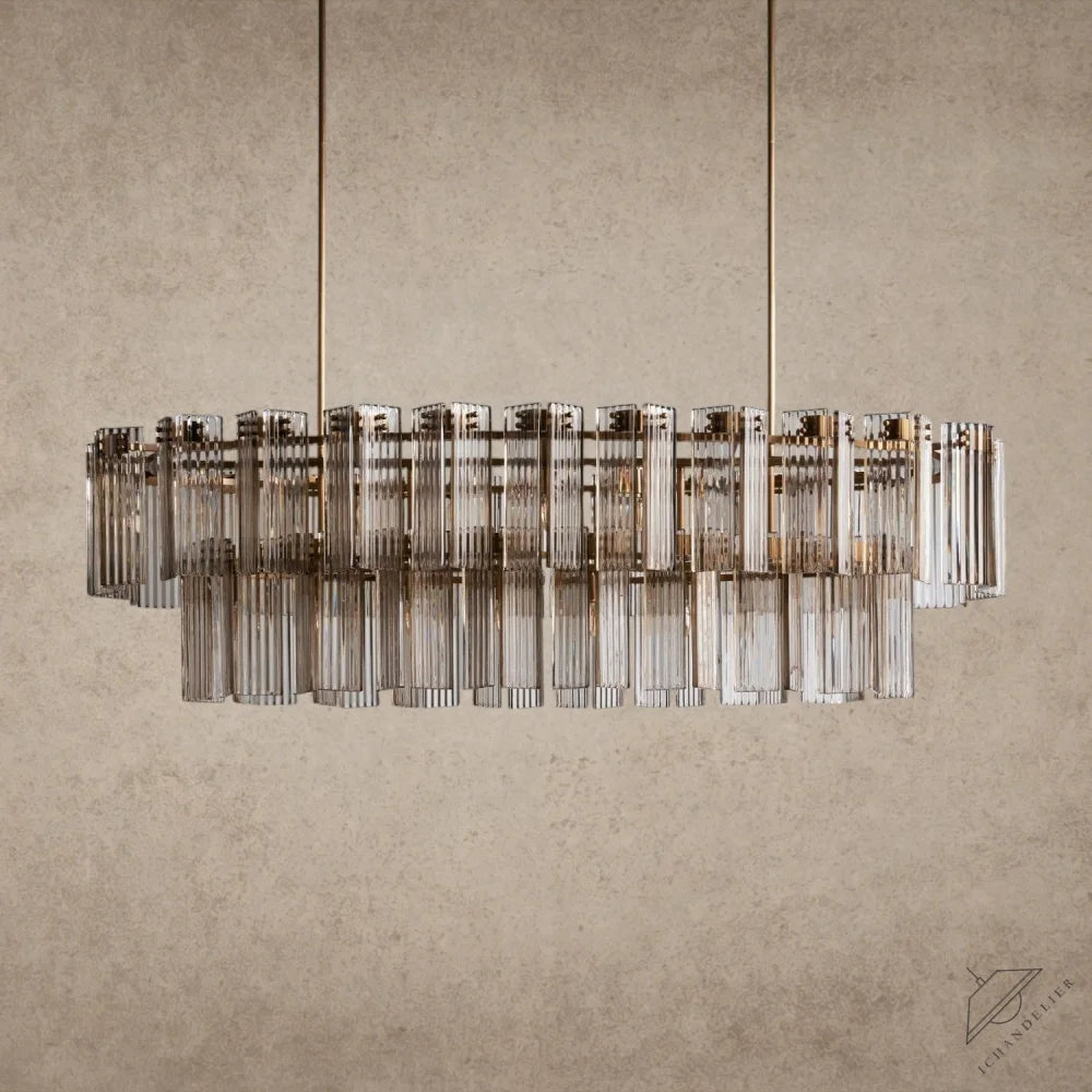 72" / Brass / Smoke Delsie Oval Chandelier 51", 63", 72"