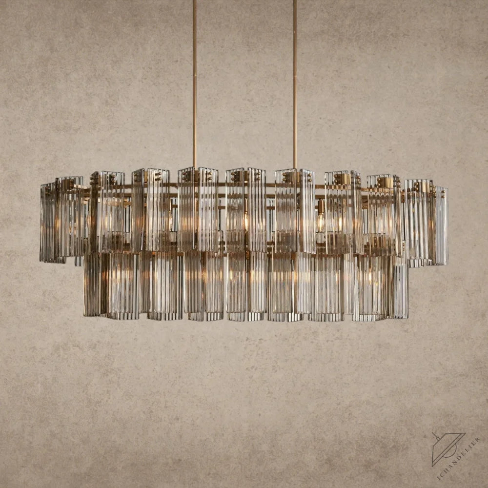 63" / Brass / Smoke Delsie Oval Chandelier 51", 63", 72"