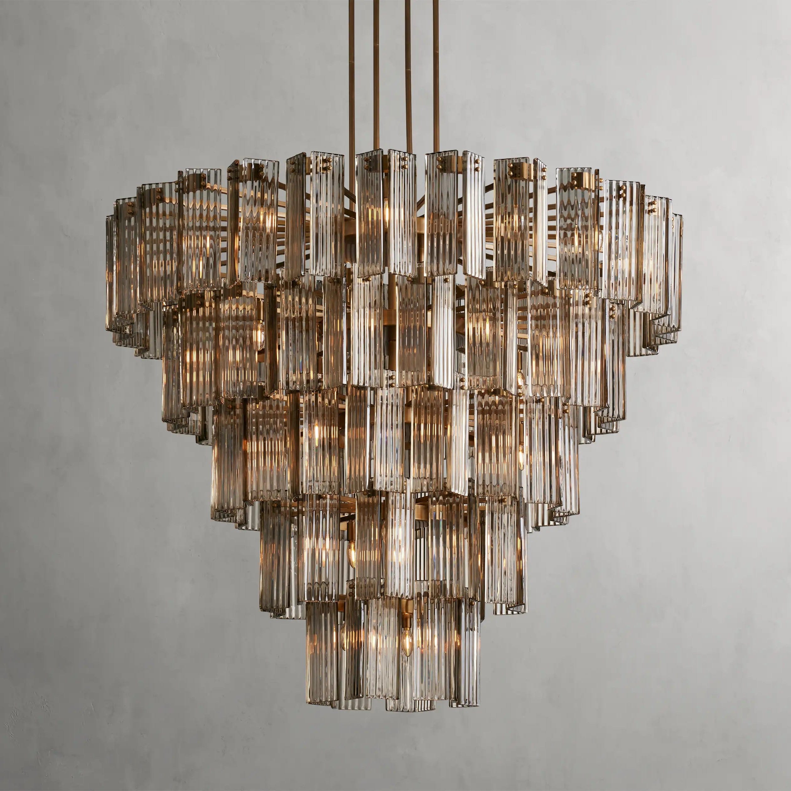 60" / Brass / Smoke Delsie Round Chandelier 38", 48", 60"