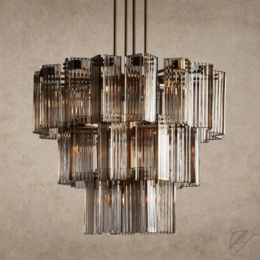 38" / Brass / Smoke Delsie Round Chandelier 38", 48", 60"