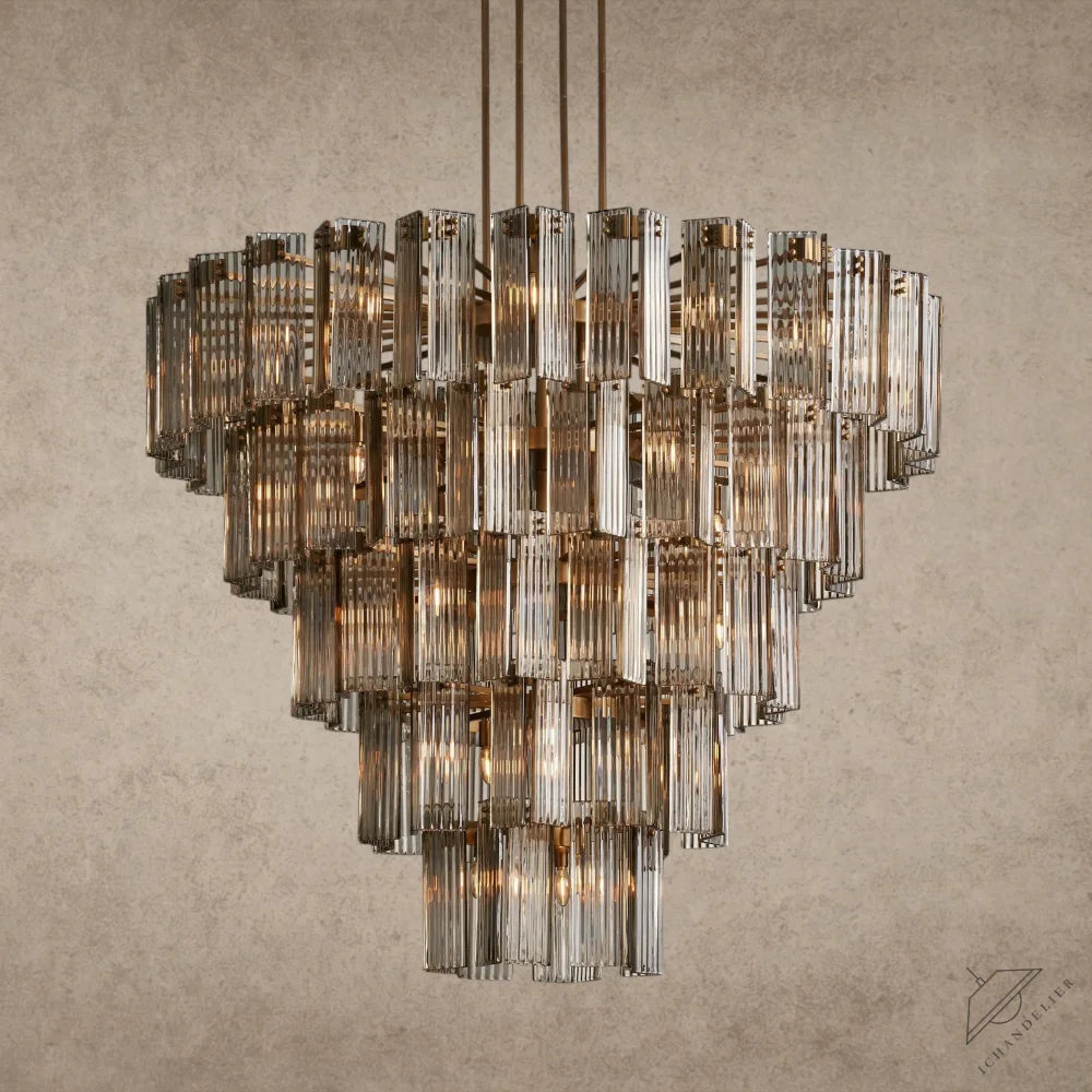 60" / Brass / Smoke Delsie Round Chandelier 38", 48", 60"