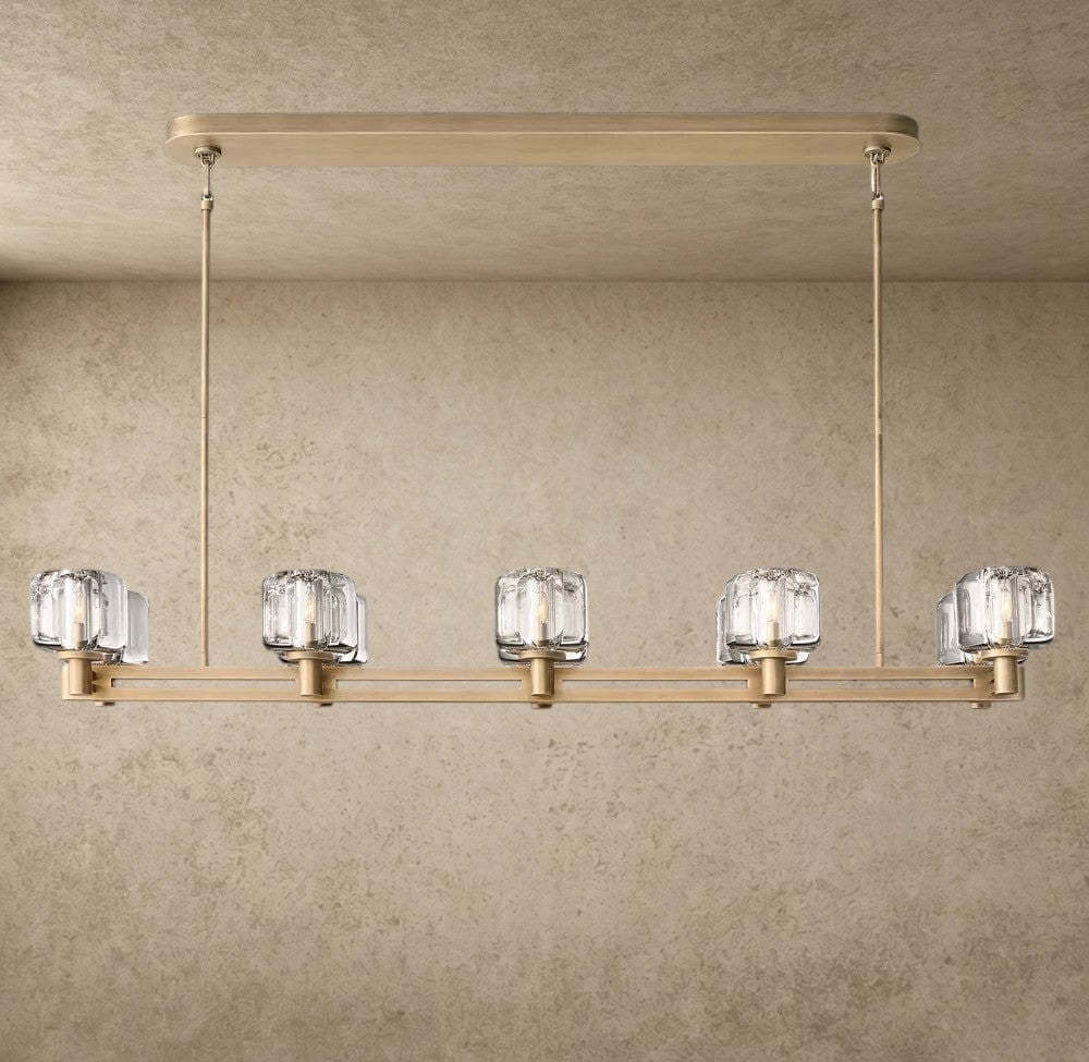 54" / Brass Demaret double Linear chandelier 54", 72"