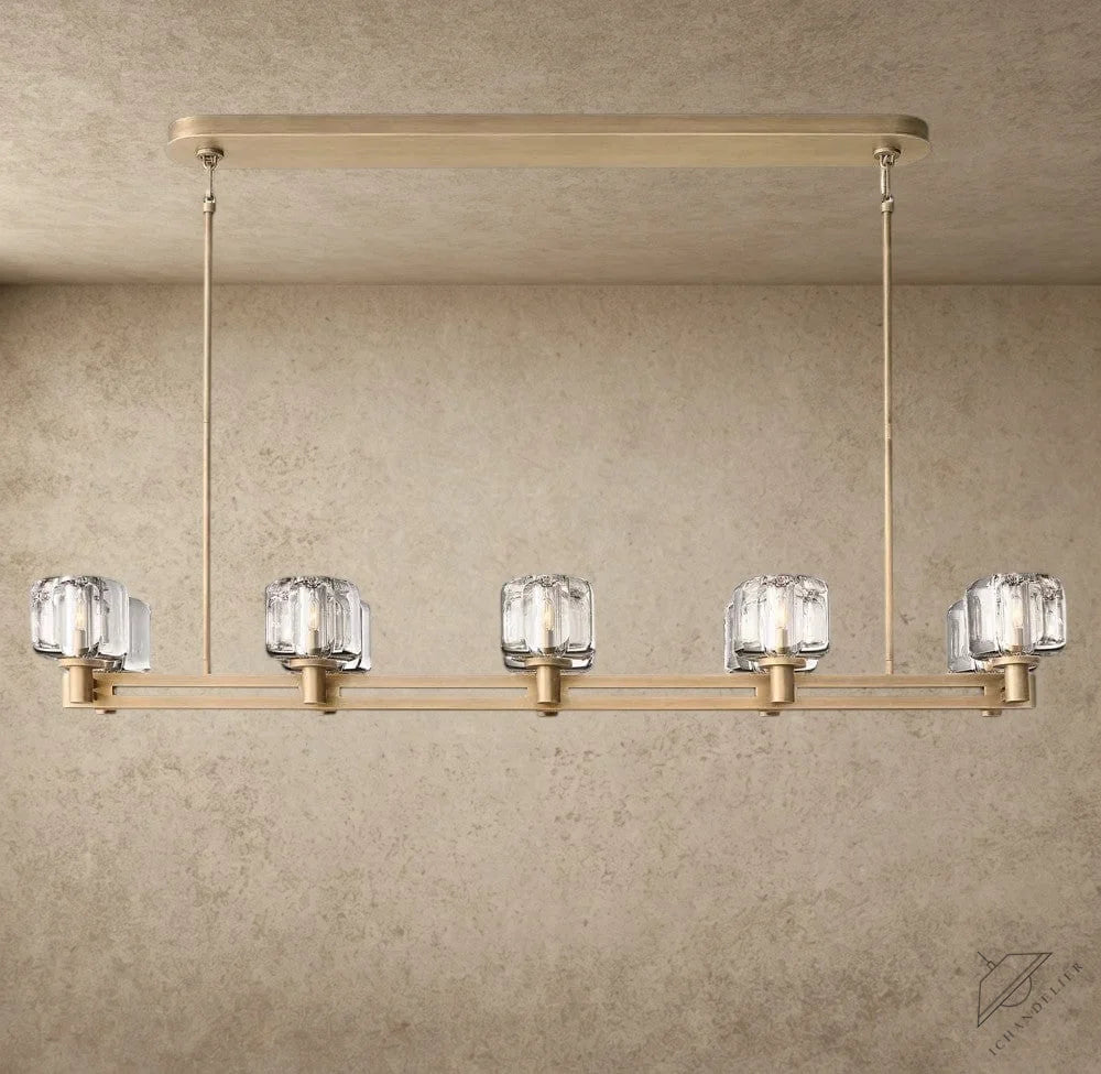 54" / Brass Demaret double Linear chandelier 54", 72"