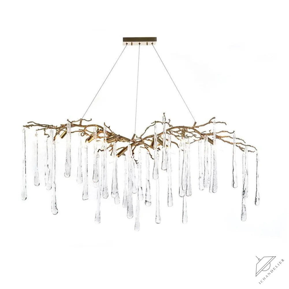 Dermiq Brass And Glass Teardrop Nine-Light Chandelier