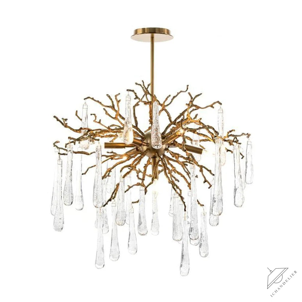 Dermiq Brass And Glass Teardrop Seven-Light Chandelier