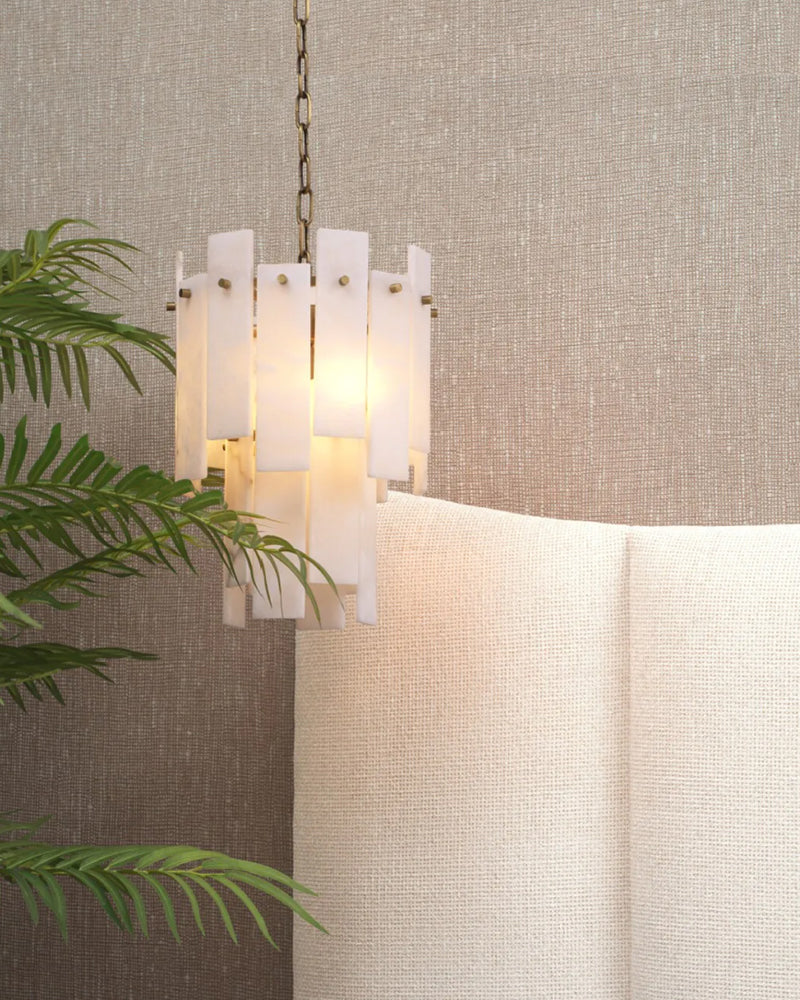 Tired Alabaster marble Cluster Chandelier 13 inch with adjustable chain