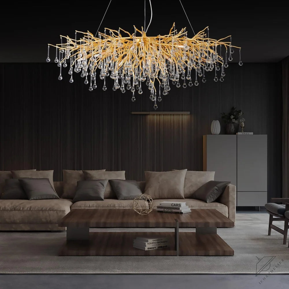 Doris Crystal Rectangular Branch Chandelier L45 inch