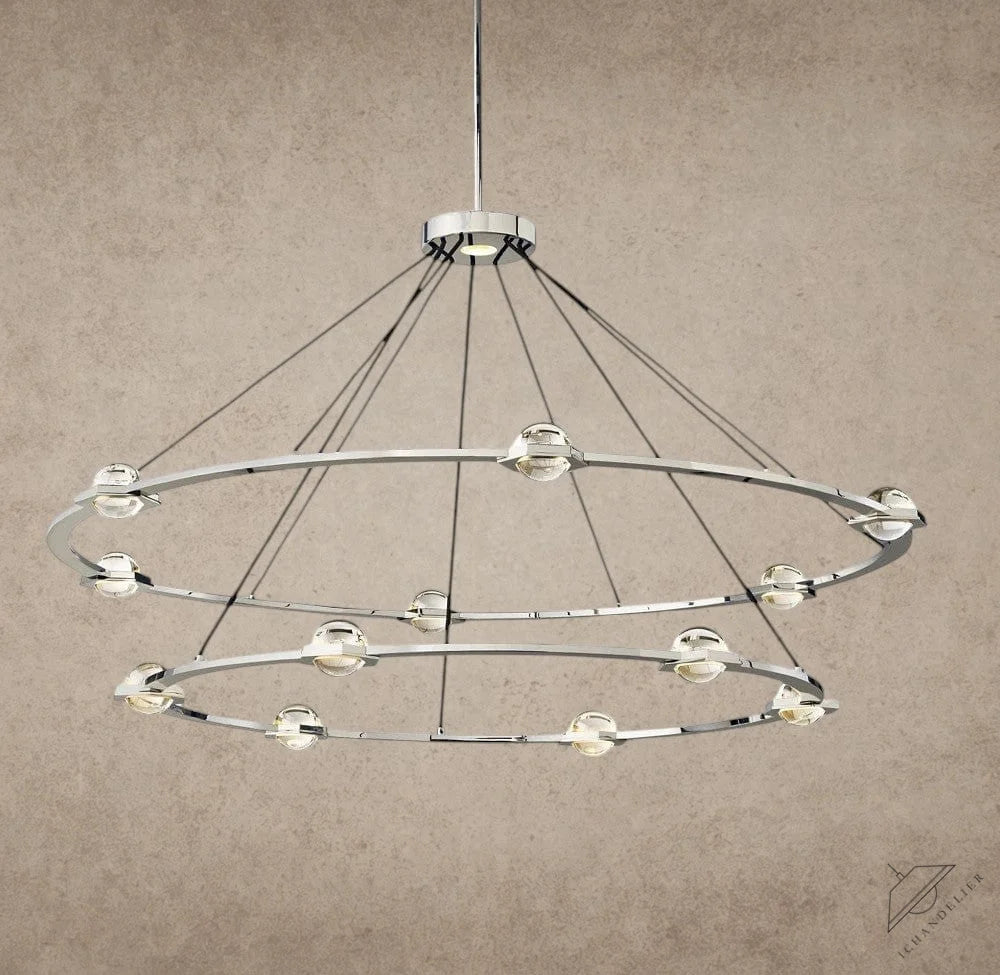 Two-Tied 60" / Nickle Éclatant Round Chandelier 36", 48", 60", Two-Tied 60"