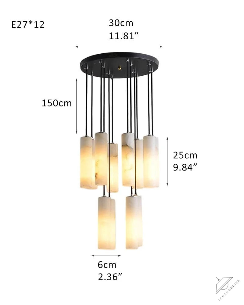 Elegant Lighting Linear Nature Stone 2 inch Wide Alabaster Chandelier