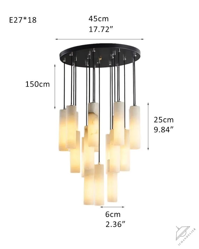 Elegant Lighting Linear Nature Stone 2 inch Wide Alabaster Chandelier