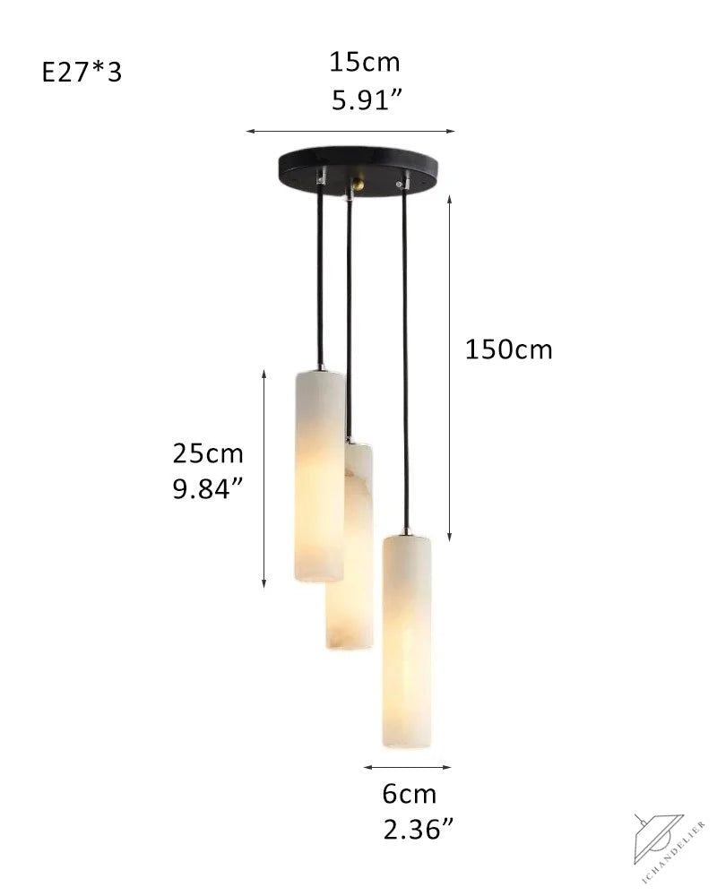 Elegant Lighting Linear Nature Stone 2 inch Wide Alabaster Chandelier