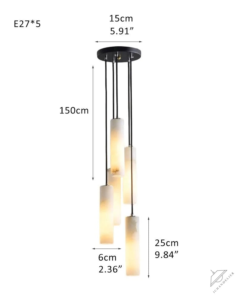 Elegant Lighting Linear Nature Stone 2 inch Wide Alabaster Chandelier