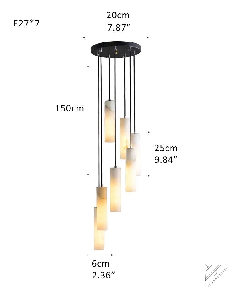 Elegant Lighting Linear Nature Stone 2 inch Wide Alabaster Chandelier