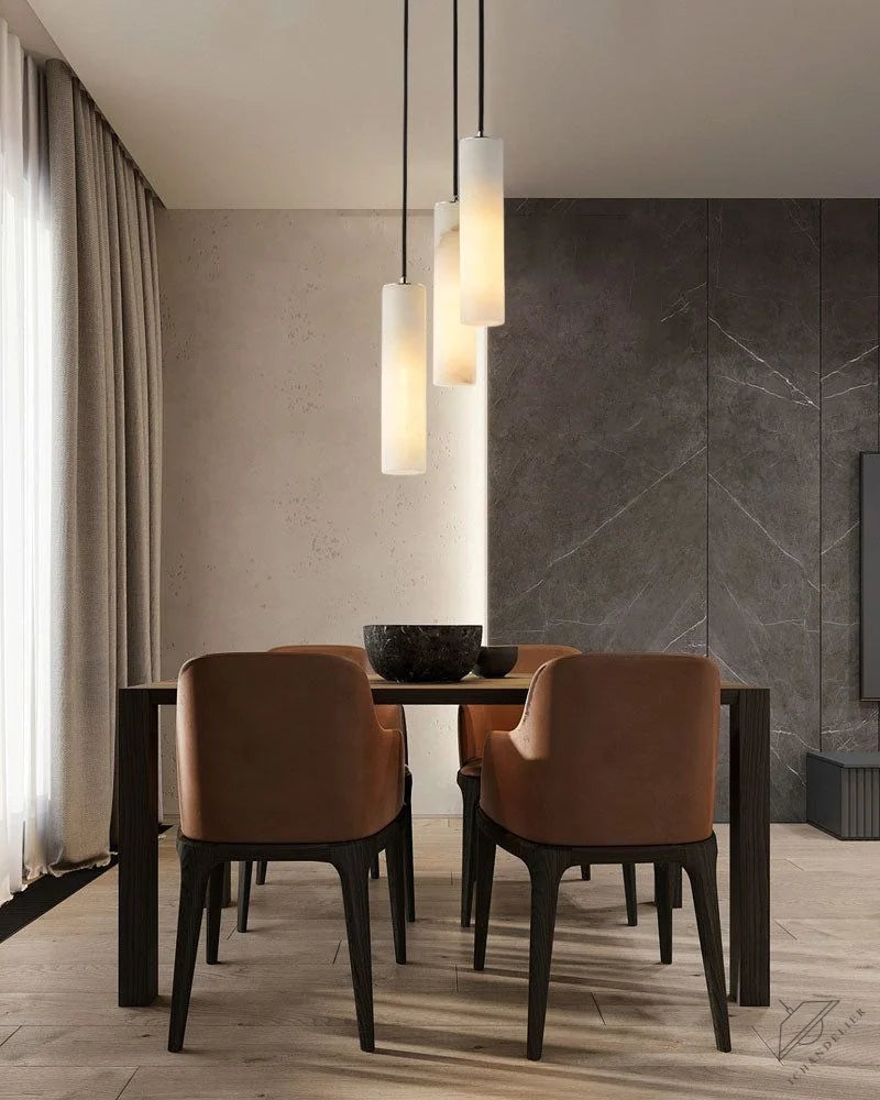 Elegant Lighting Linear Nature Stone 2 inch Wide Alabaster Chandelier