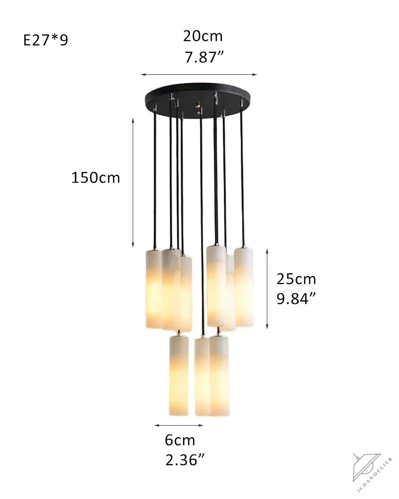 Elegant Lighting Linear Nature Stone 2 inch Wide Alabaster Chandelier