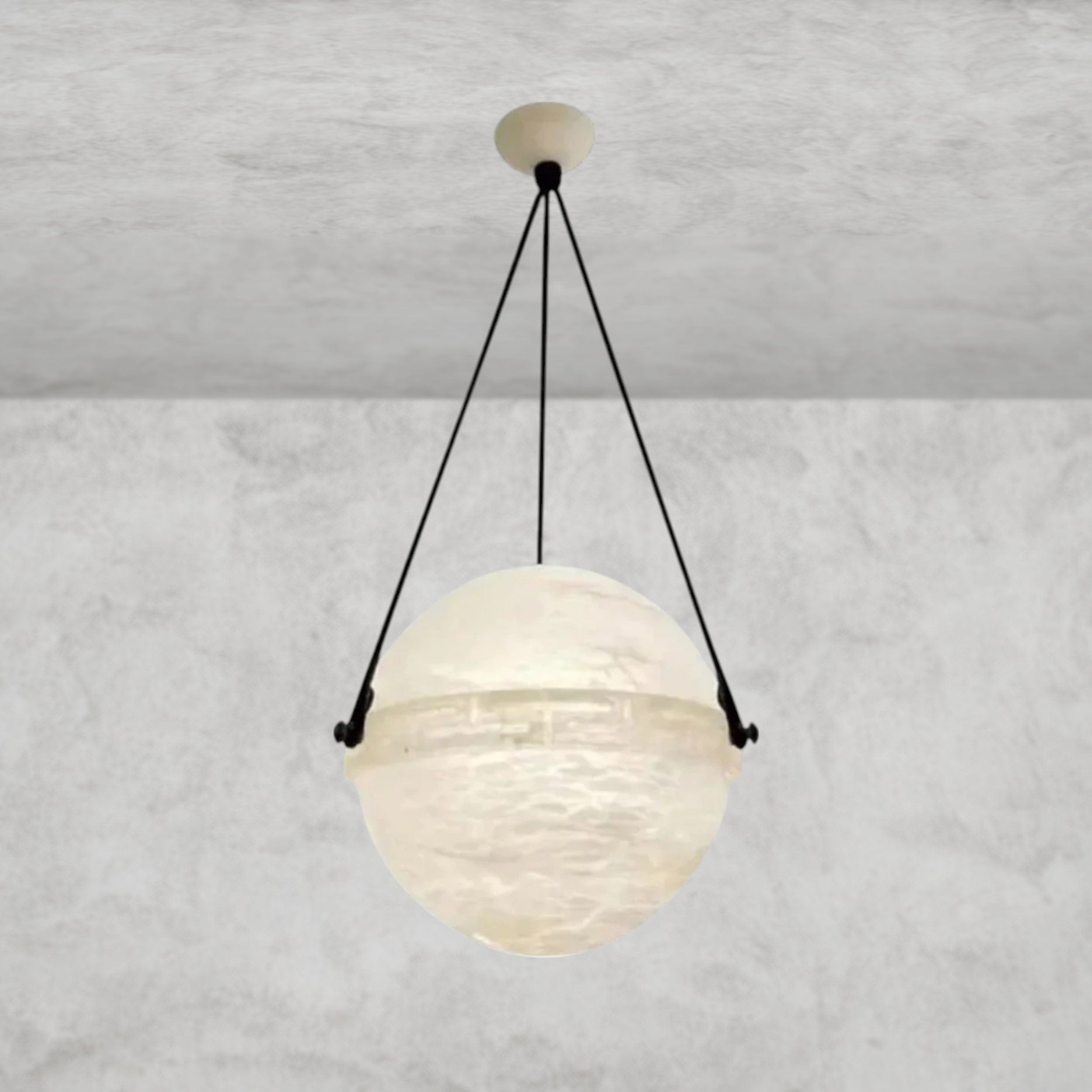 Elowen Alabaster Chandelier, Round Globe Pendant Light 10