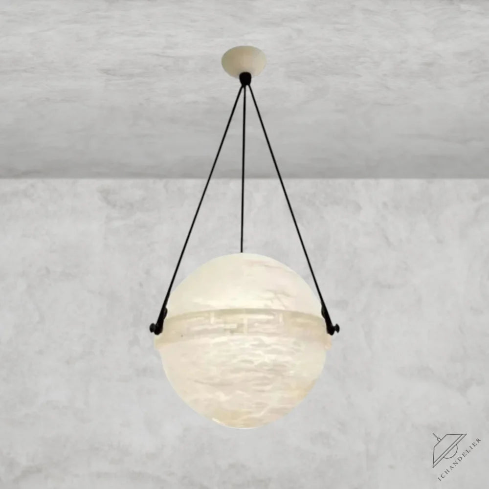 Elowen Alabaster Chandelier, Round Globe Pendant Light 10", 20"