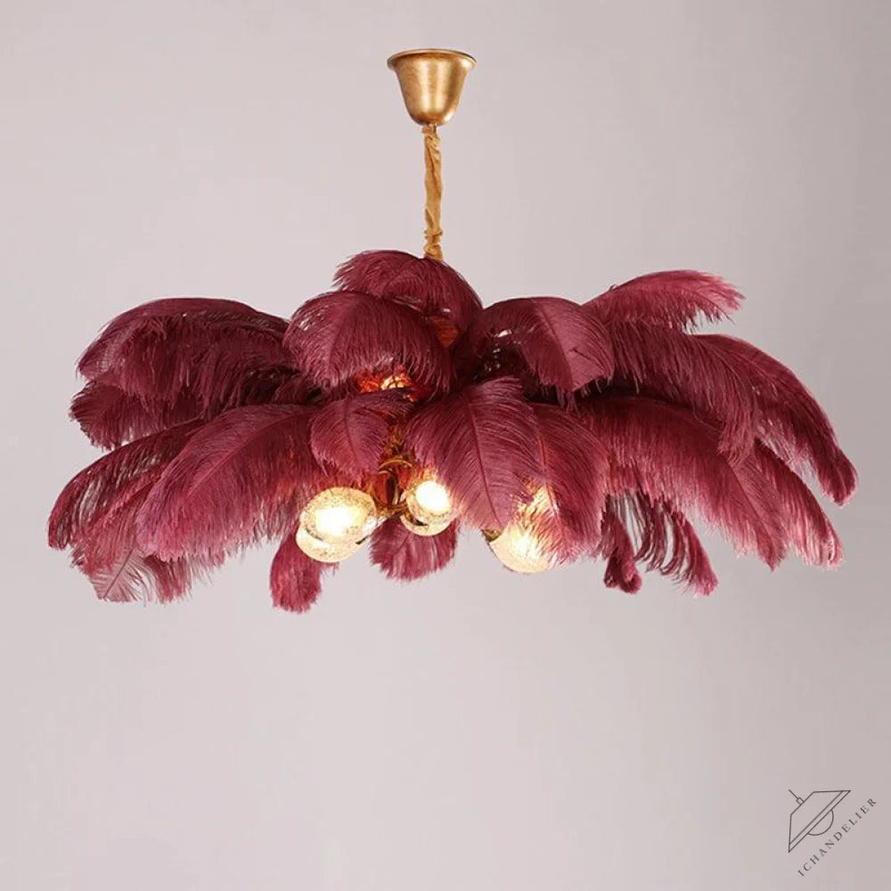 Elva Brass Palm Tree Feather Chandelier