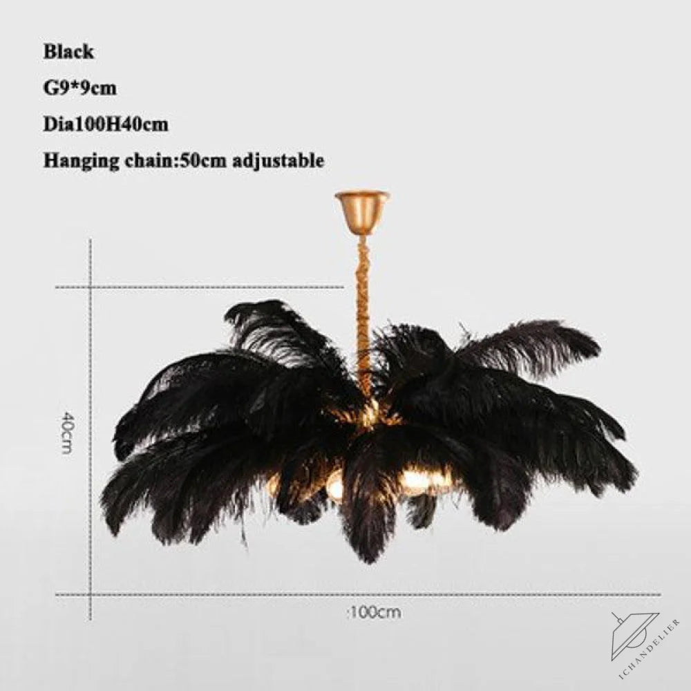 Elva Brass Palm Tree Feather Chandelier
