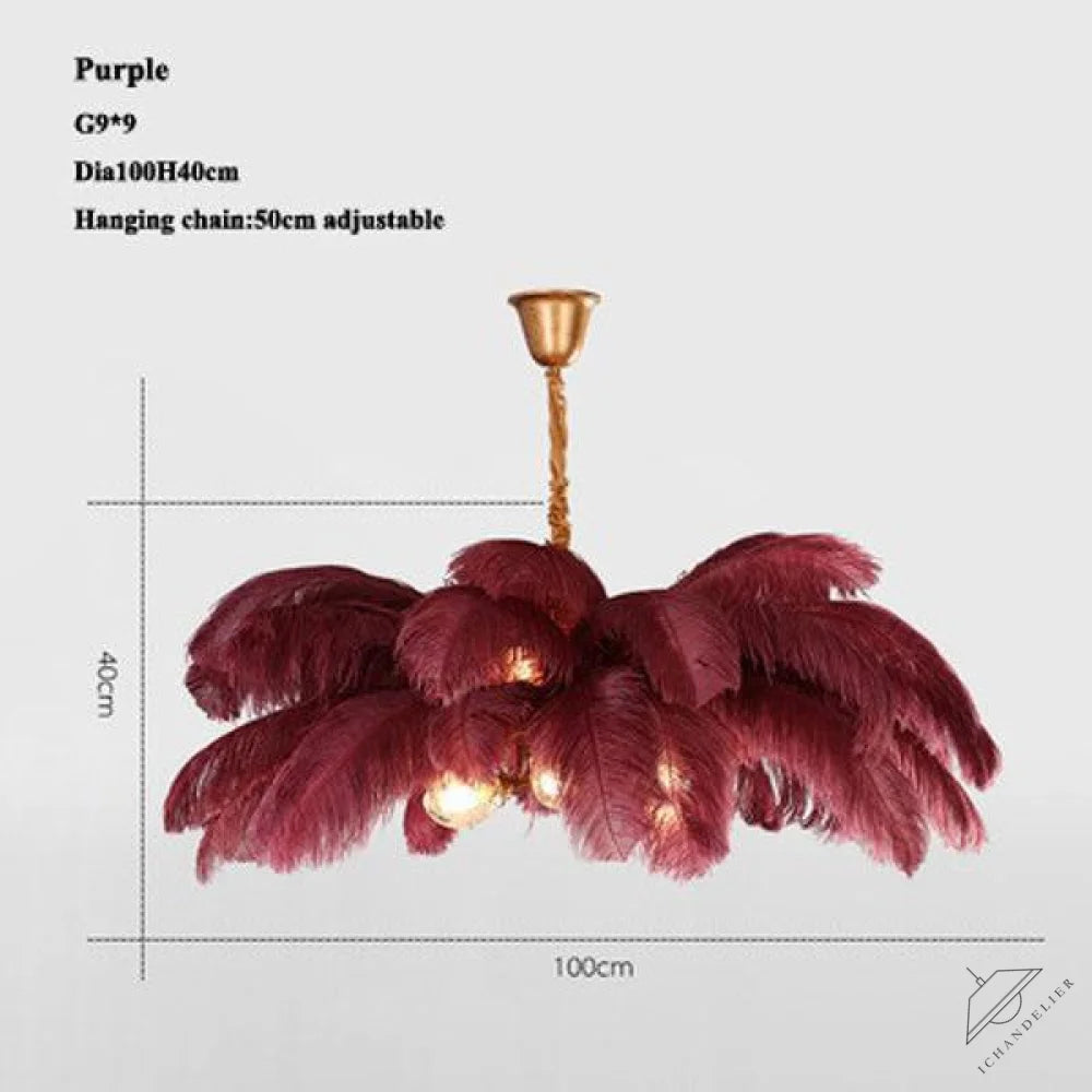 Elva Brass Palm Tree Feather Chandelier