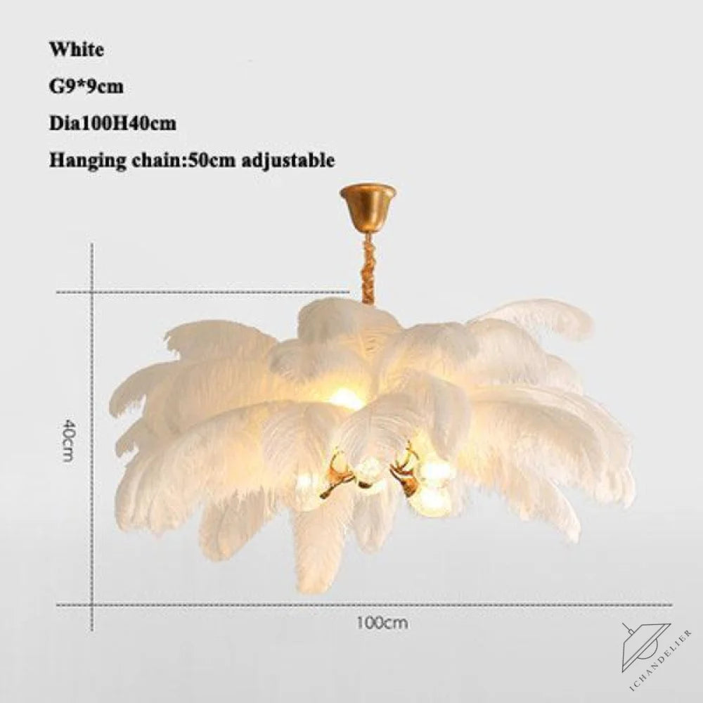 Elva Brass Palm Tree Feather Chandelier