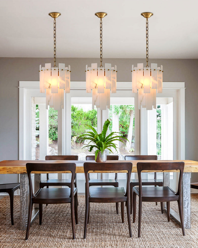 Tired Alabaster marble Cluster Chandelier 13 inch with adjustable chain