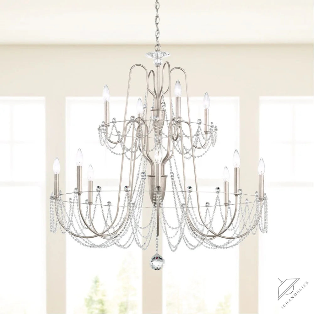 Esmeralda 2-Tier Crystal Chandelier 37"
