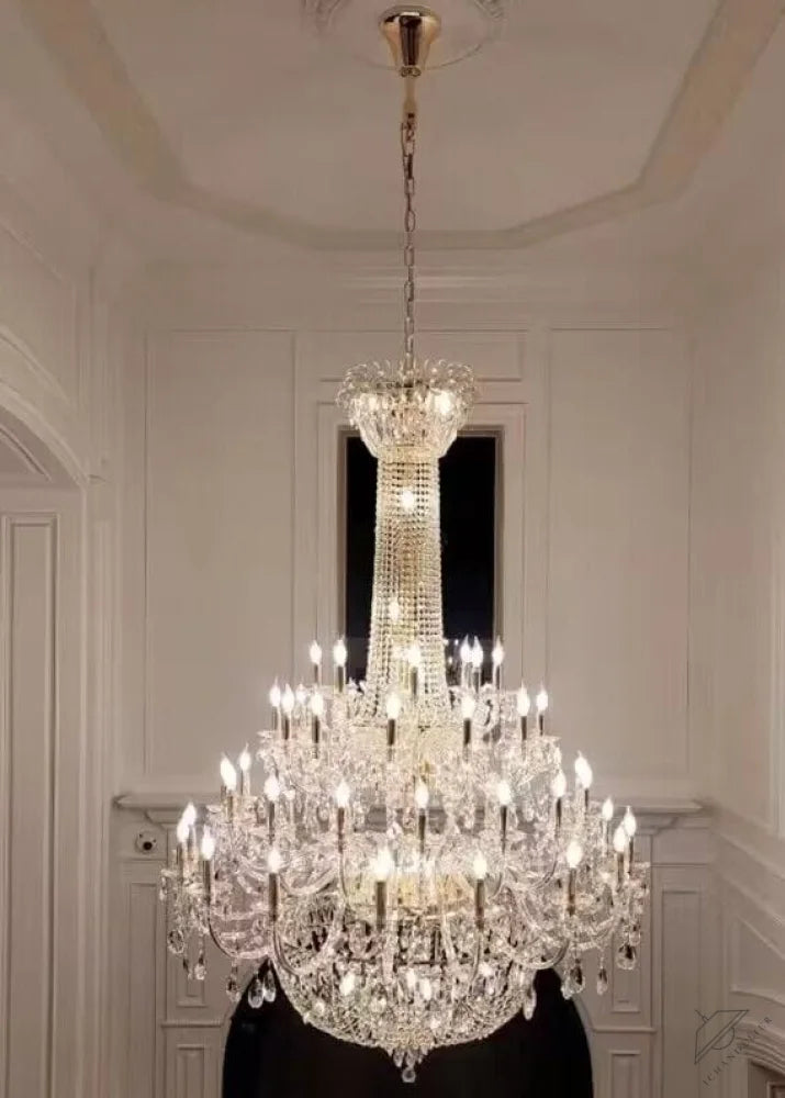 Extra Large European-style Multi-layers Candle Luxury Crystal Chandelier Gold Art Foyer/Staircase Decorative Light Fixture