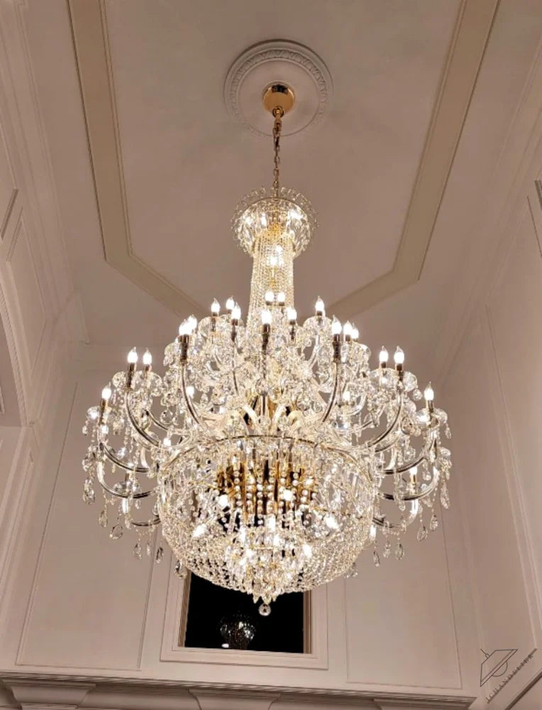 Extra Large European-style Multi-layers Candle Luxury Crystal Chandelier Gold Art Foyer/Staircase Decorative Light Fixture