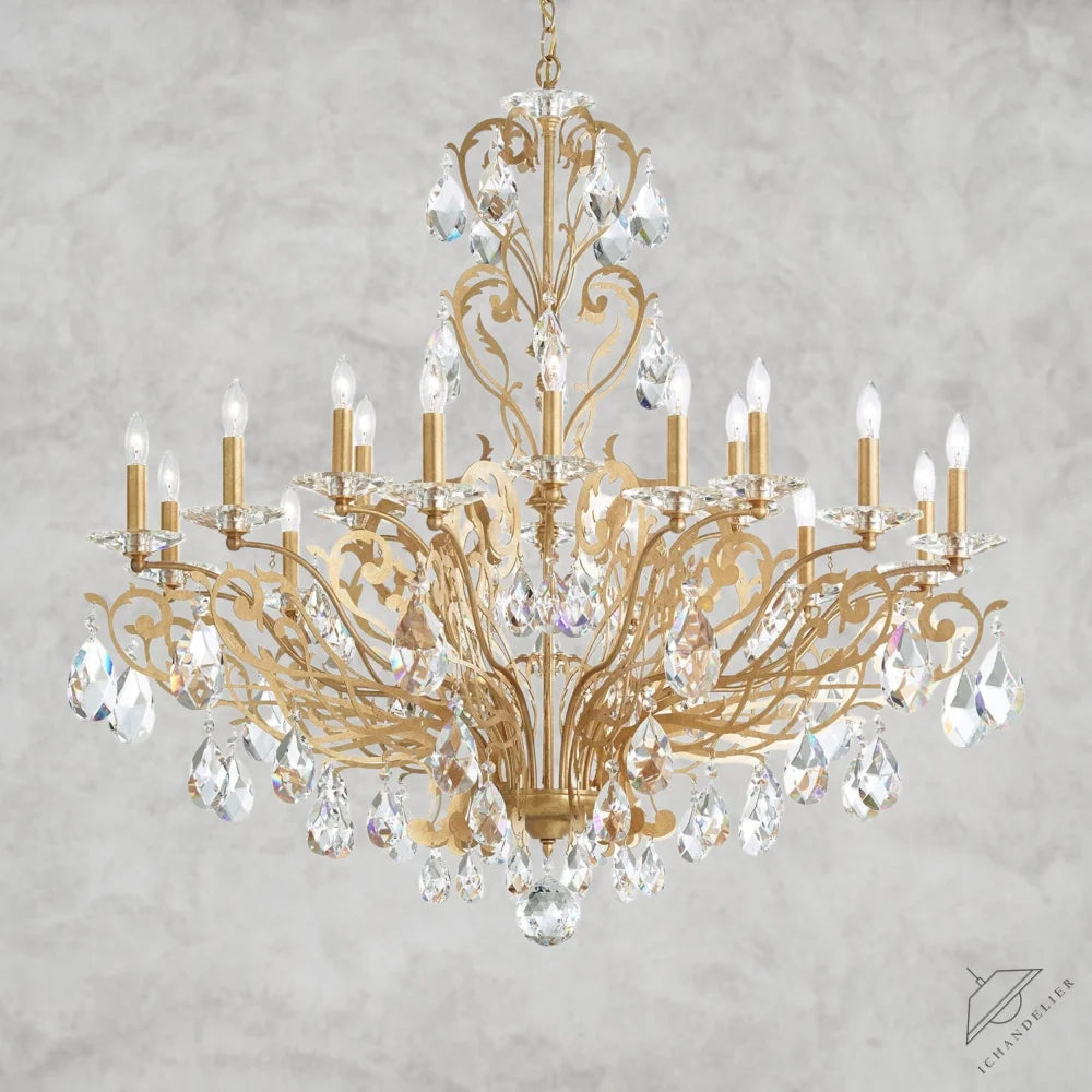 Heirloom Gold Filigrae Crystal Chandelier39"