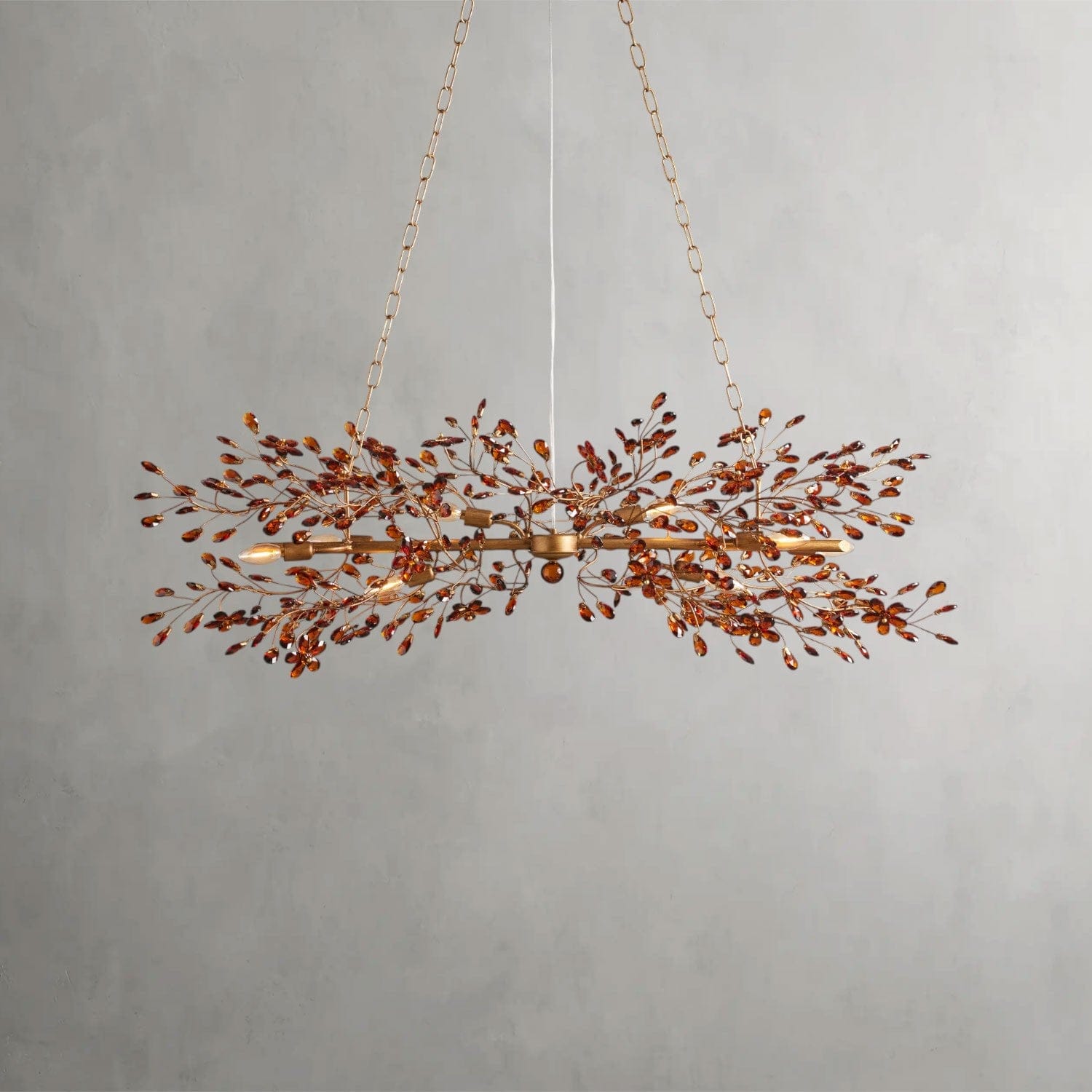 51" / BRASS/AMBER Fiore Linear Chandelier 51", 68"