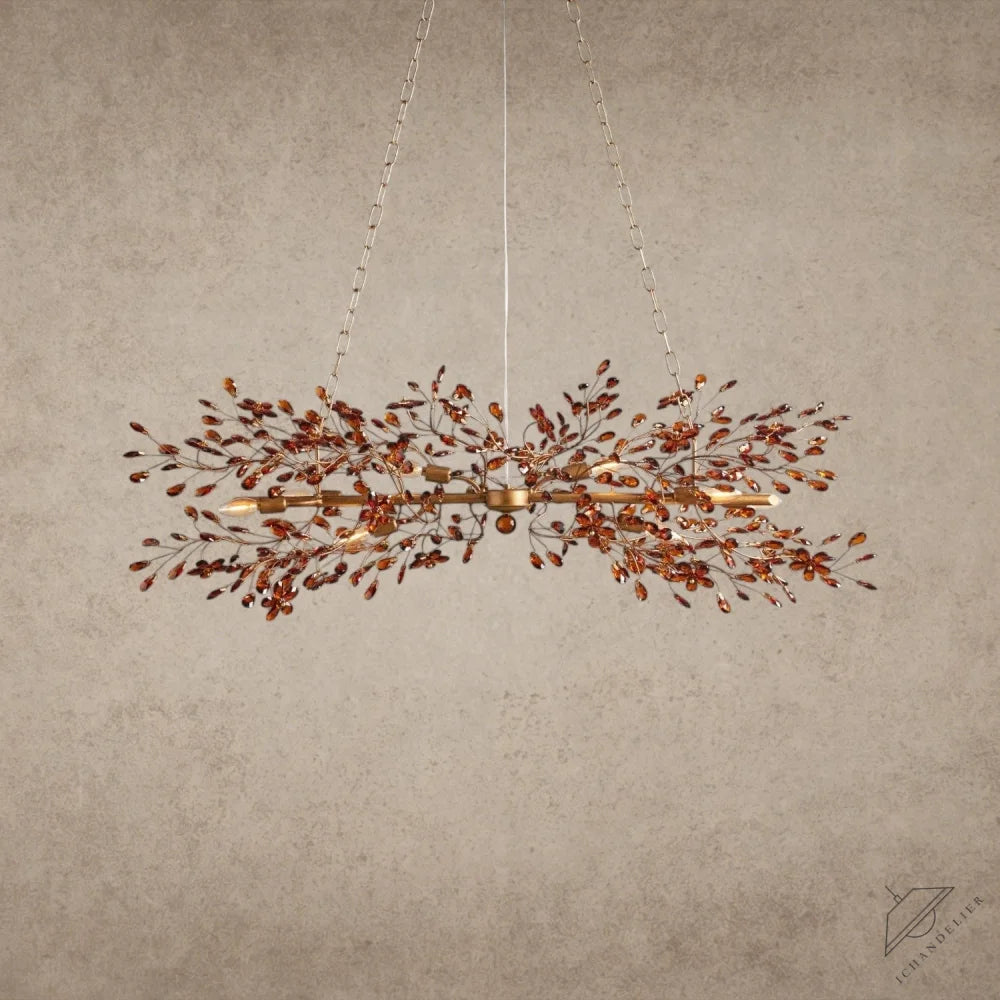 51" / BRASS/AMBER Fiore Linear Chandelier 51", 68"