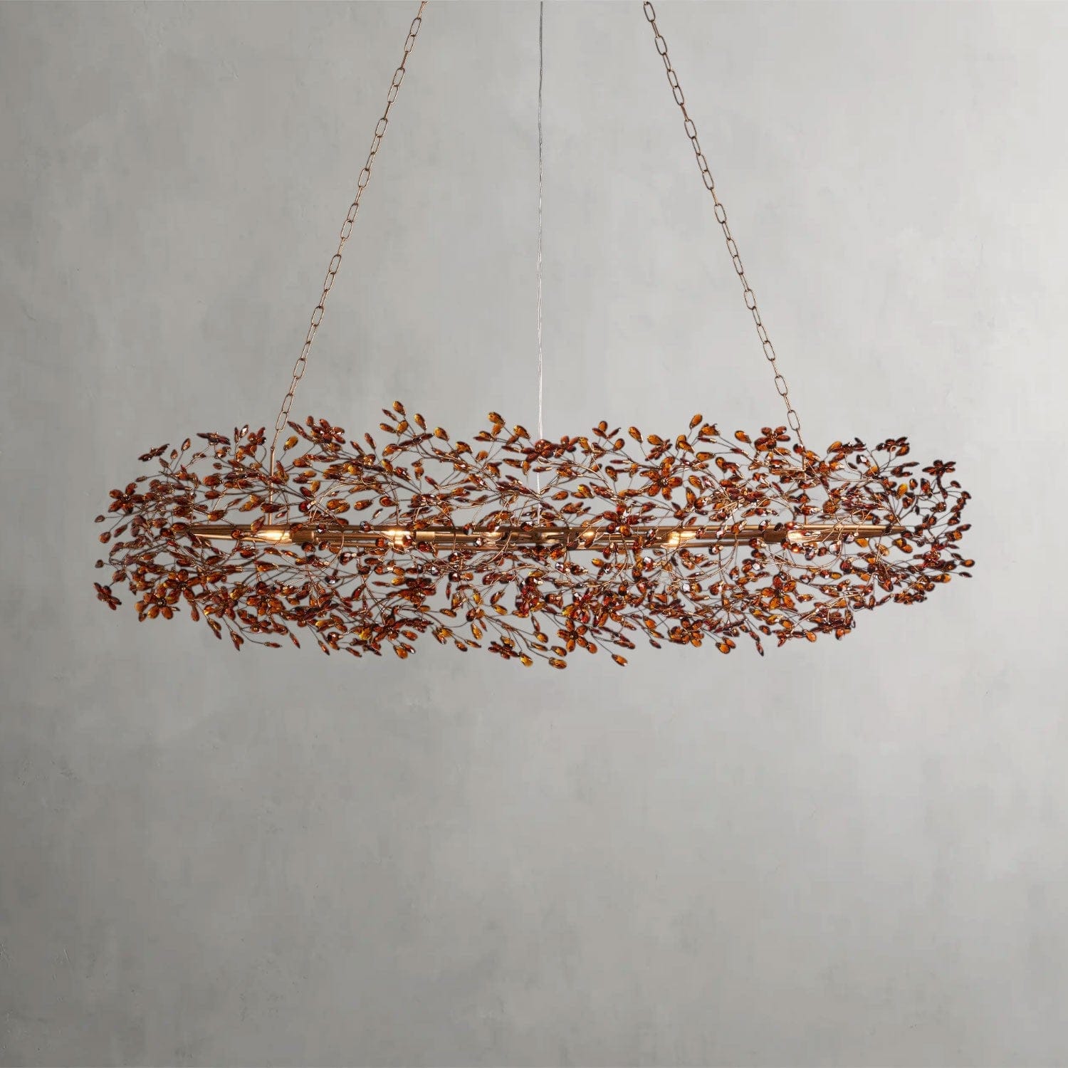 74" / BRASS/AMBER Fiore Oval Chandelier 62", 74"