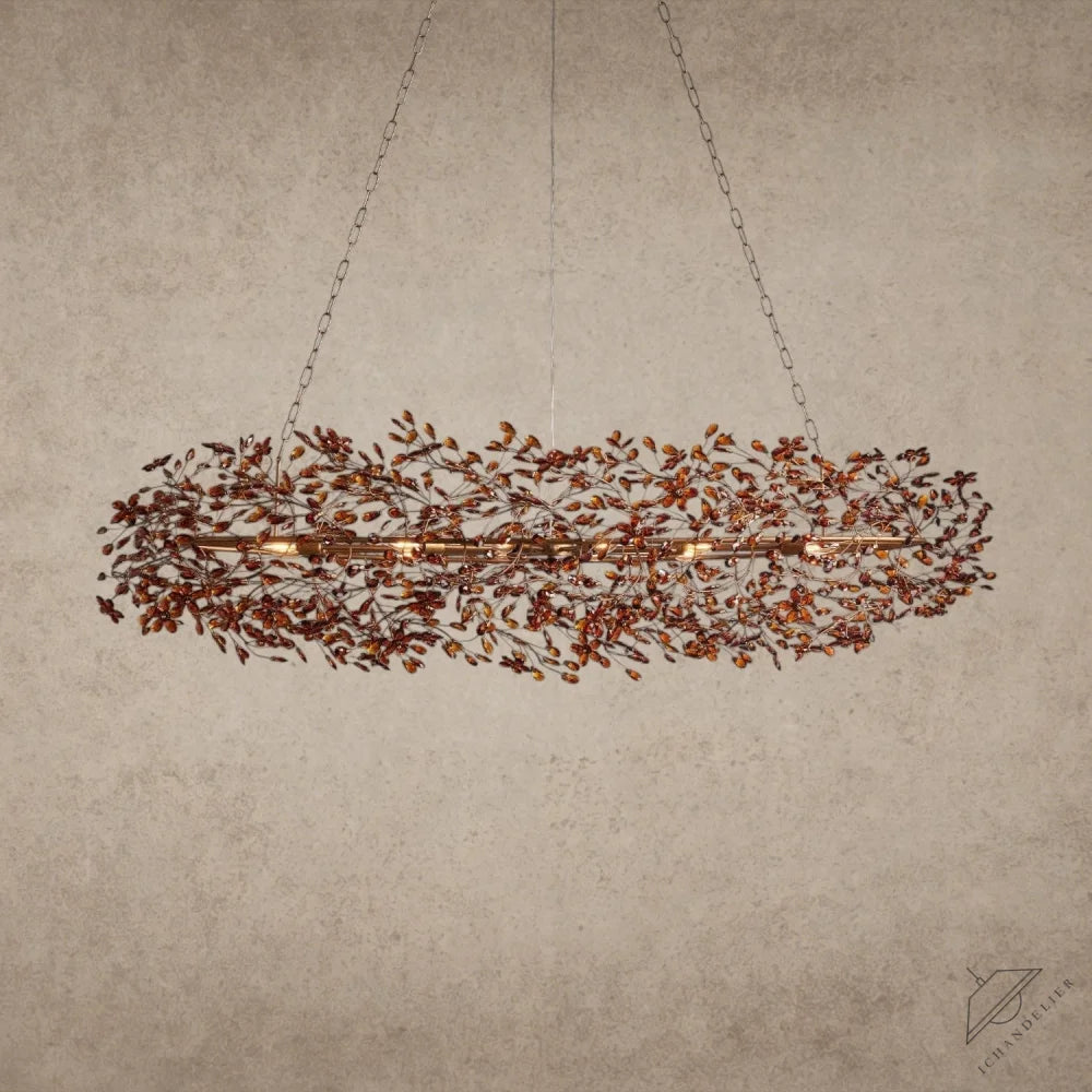 74" / BRASS/AMBER Fiore Oval Chandelier 62", 74"