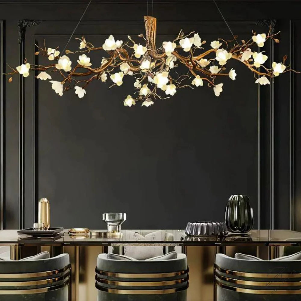 Flower Bloom Branch Brass Chandelier