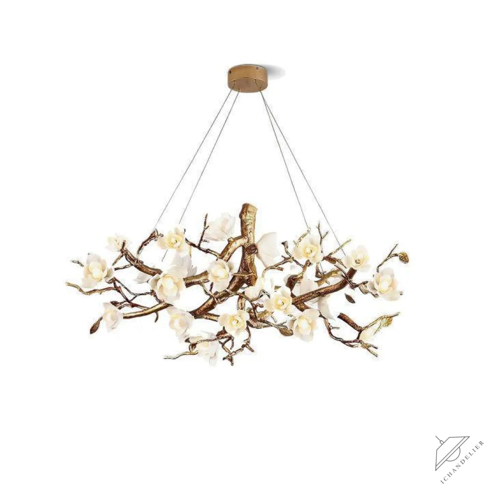 Flower Bloom Branch Brass Chandelier