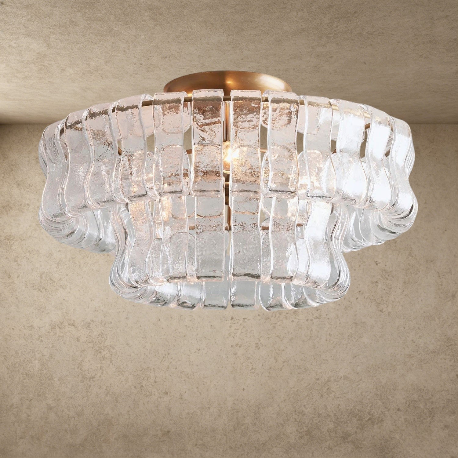 Brass / Clear Ghiaccio Flush Mount
