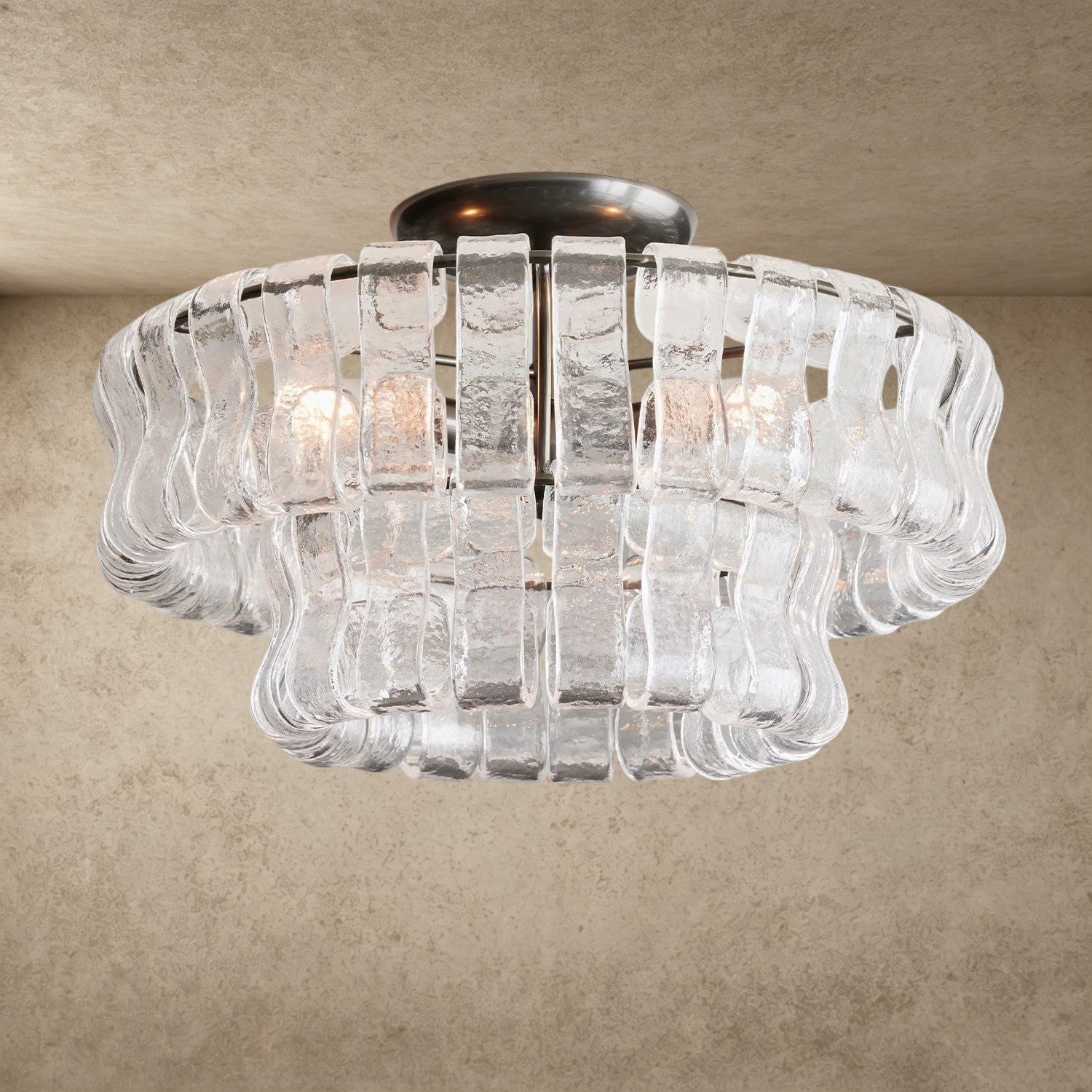 Bronze / Clear Ghiaccio Flush Mount