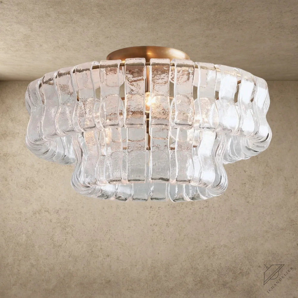 Brass / Clear Ghiaccio Flush Mount