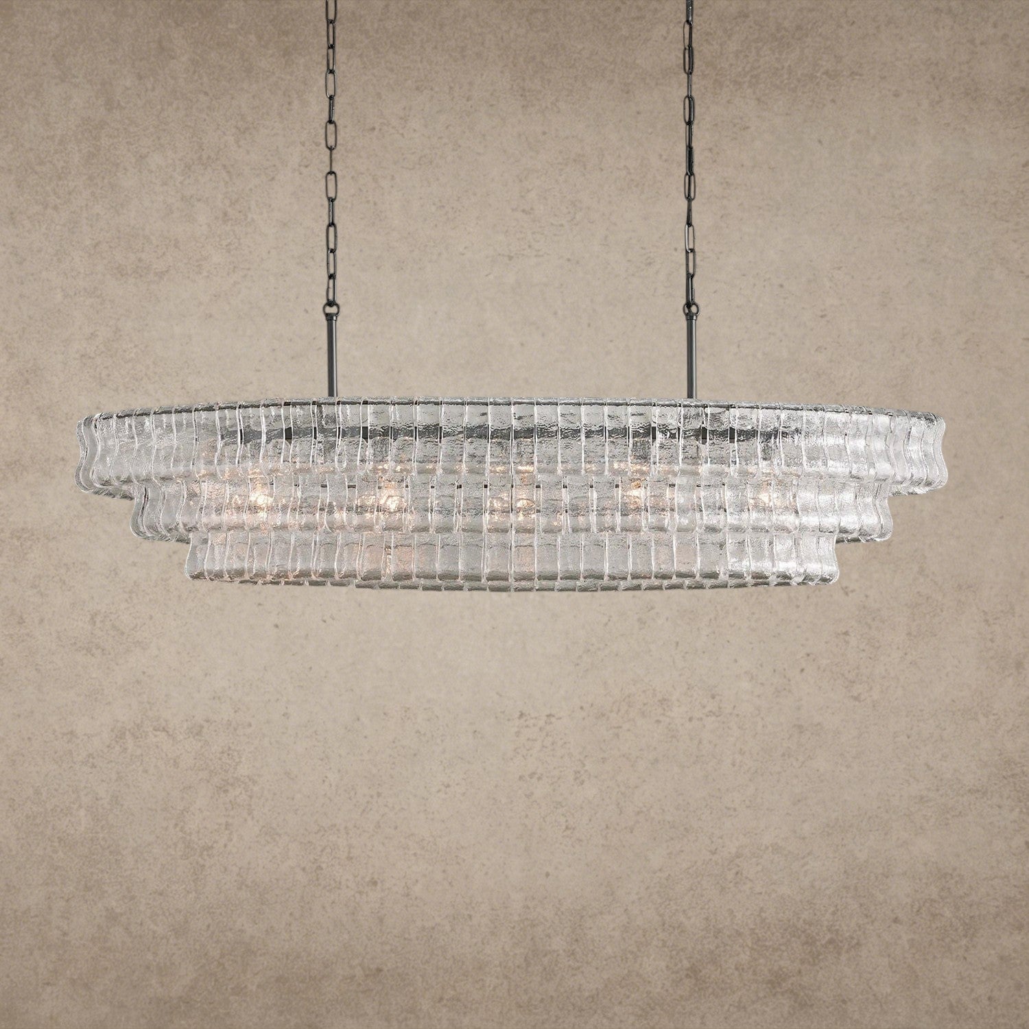 54" / Bronze / Clear Ghiaccio Oval Chandelier 54", 65"