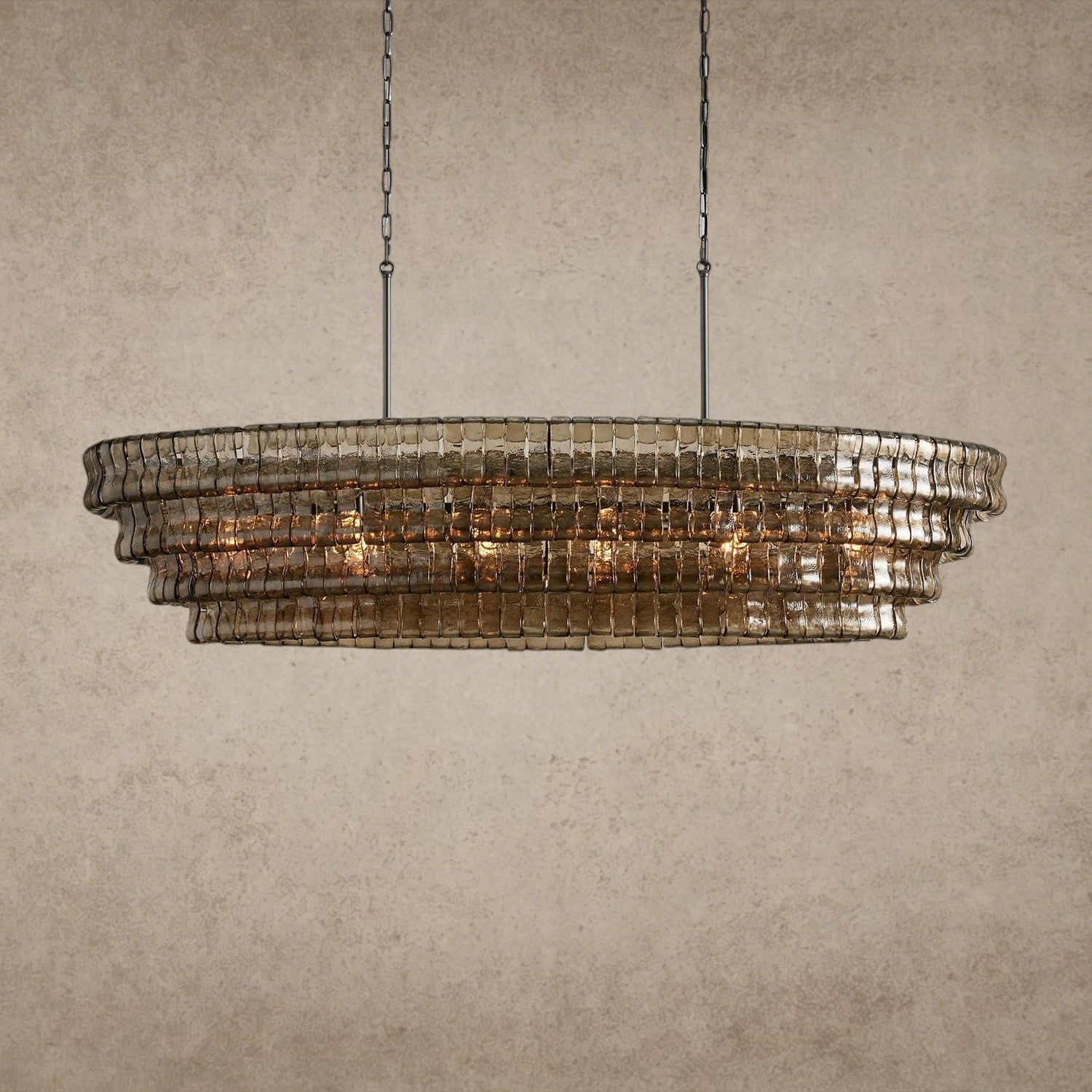 65" / Bronze / Smoke Ghiaccio Oval Chandelier 54", 65"