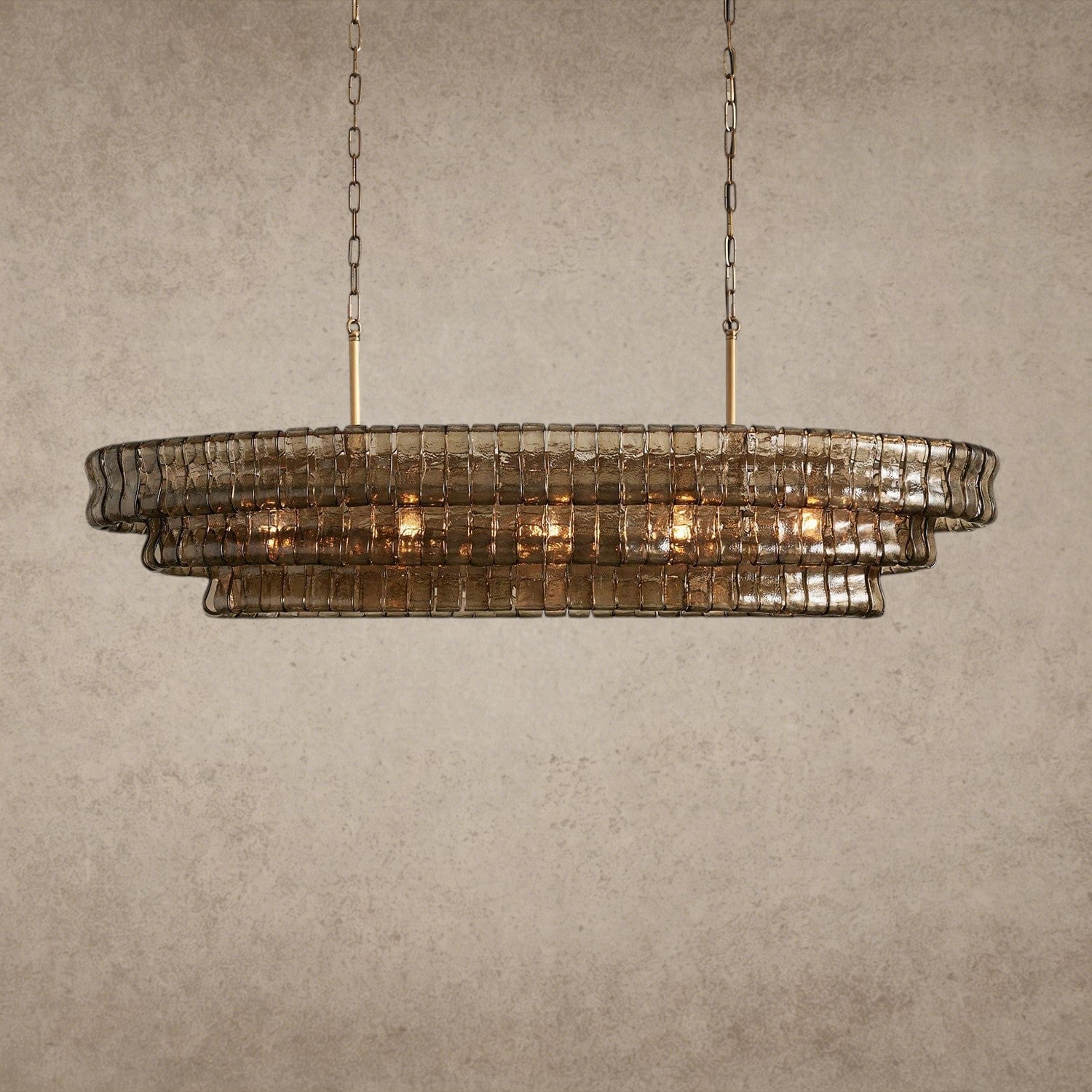 54" / Brass / Smoke Ghiaccio Oval Chandelier 54", 65"