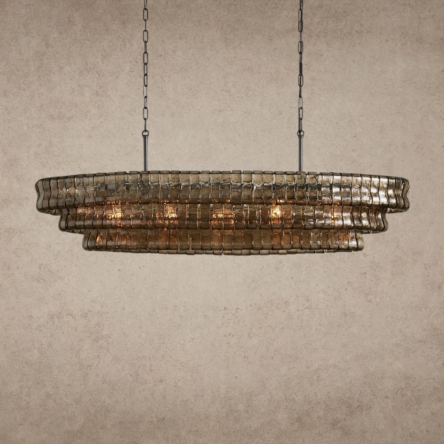 54" / Bronze / Smoke Ghiaccio Oval Chandelier 54", 65"
