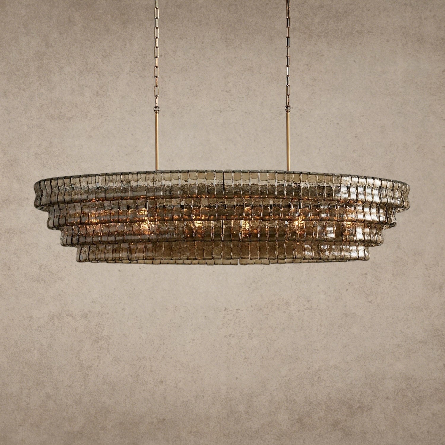 65" / Brass / Smoke Ghiaccio Oval Chandelier 54", 65"