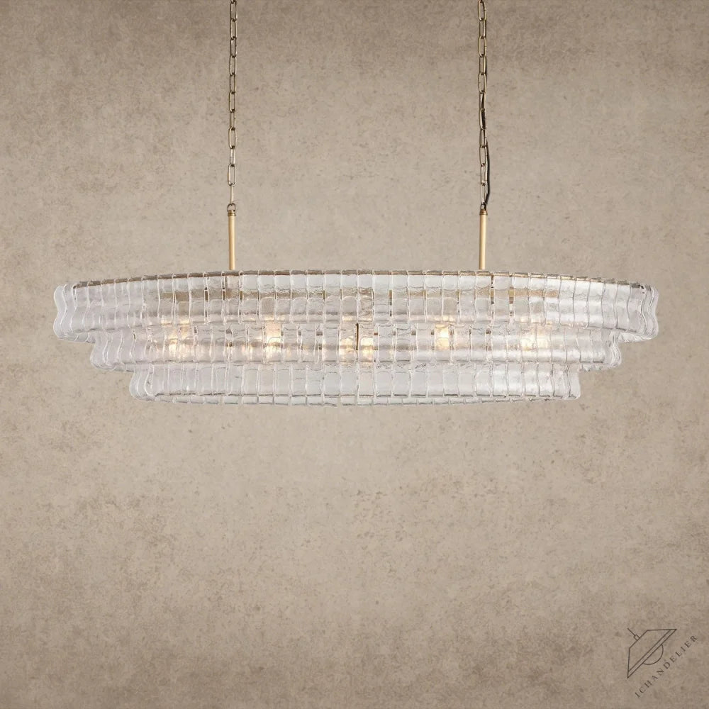 54" / Brass / Clear Ghiaccio Oval Chandelier 54", 65"